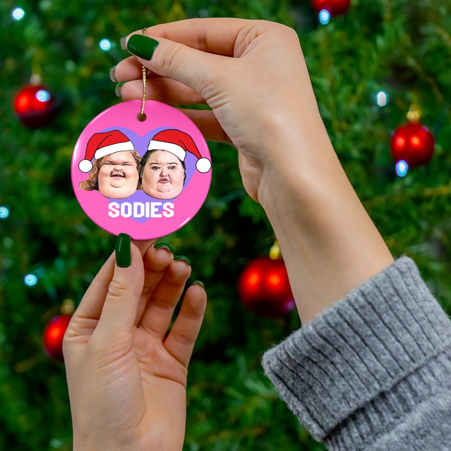 1000 lb Sisters Funny Amy and Tammy Sodies Ceramic Christmas Ornament