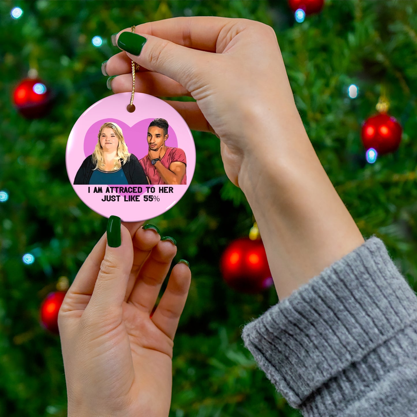 90 Day Fiance Funny Nicole and Azan Ceramic Christmas Ornament