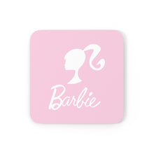 Load image into Gallery viewer, Pink and White 4pc High Gloss Corkwood Coaster Set