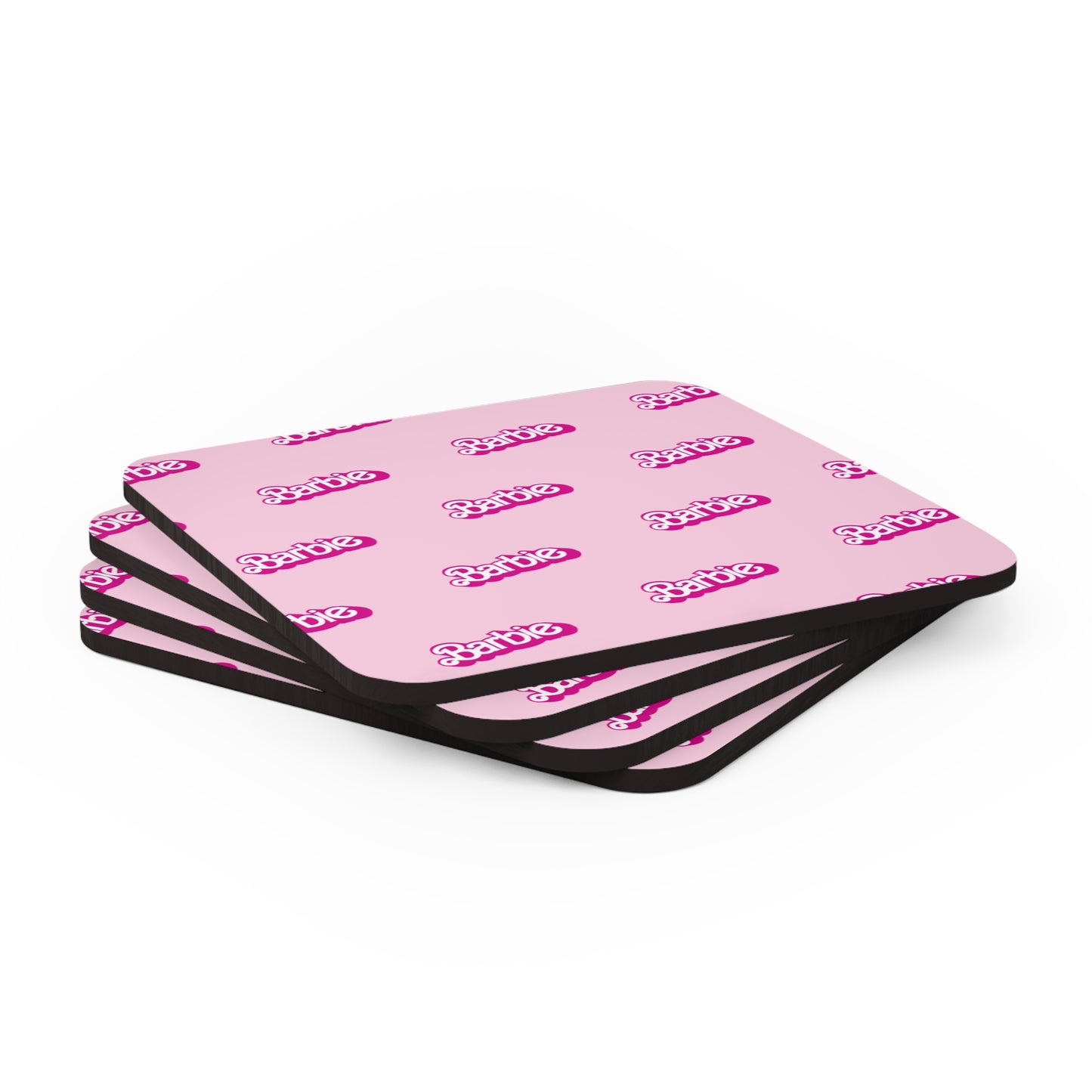 Barbie Pattern 4pc High Gloss Corkwood Coaster Set