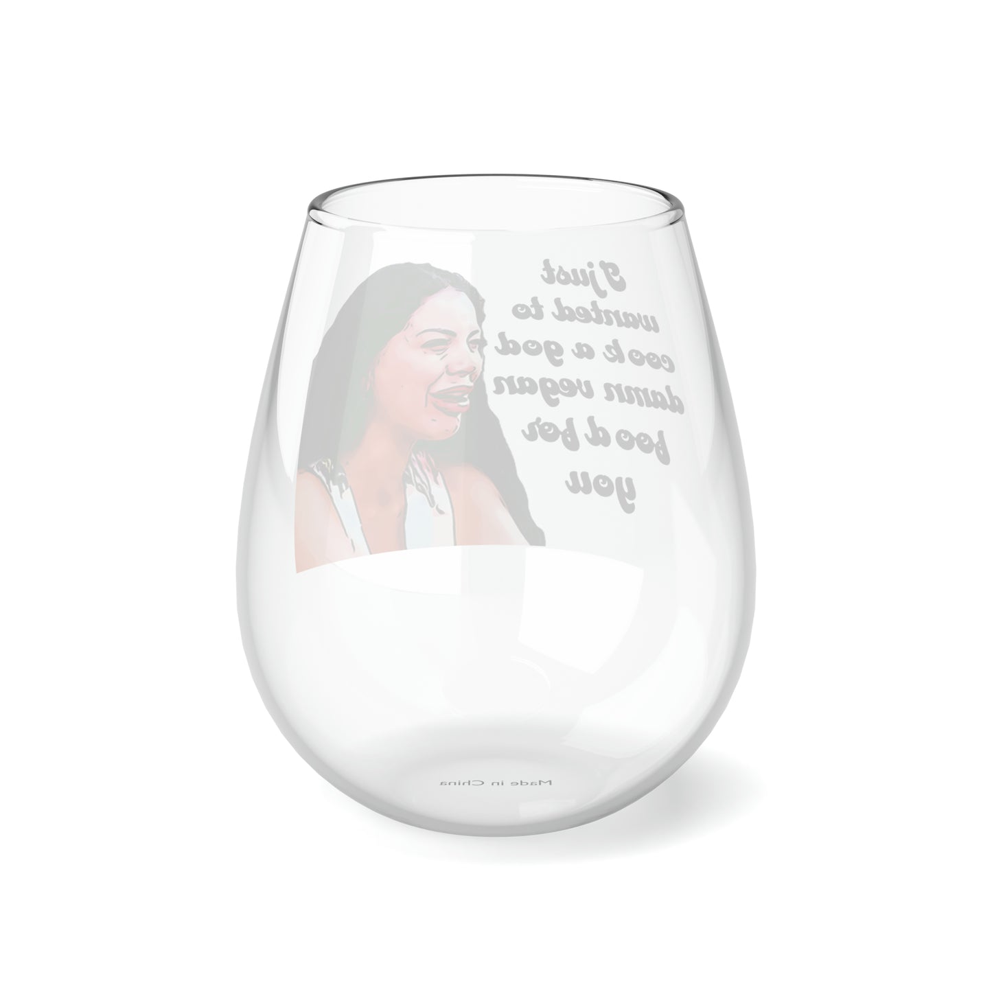 Jasmine Vegan Food Stemless Wine Glass, 11.75oz