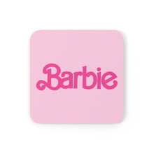 Load image into Gallery viewer, Barbie Pink 4pc High Gloss Corkwood Coaster Set