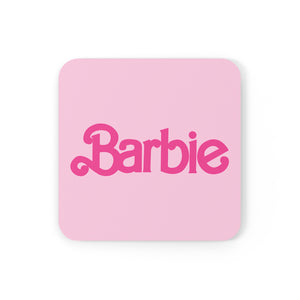 Barbie Pink 4pc High Gloss Corkwood Coaster Set