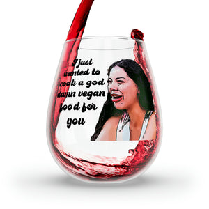 Jasmine Vegan Food Stemless Wine Glass, 11.75oz