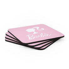 Load image into Gallery viewer, Pink and White 4pc High Gloss Corkwood Coaster Set
