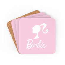 Load image into Gallery viewer, Pink and White 4pc High Gloss Corkwood Coaster Set