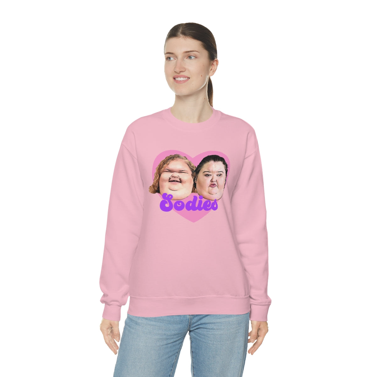 1000lb Sisters Sodies Pink Heart Unisex Heavy Blend™ Crewneck Sweatshirt