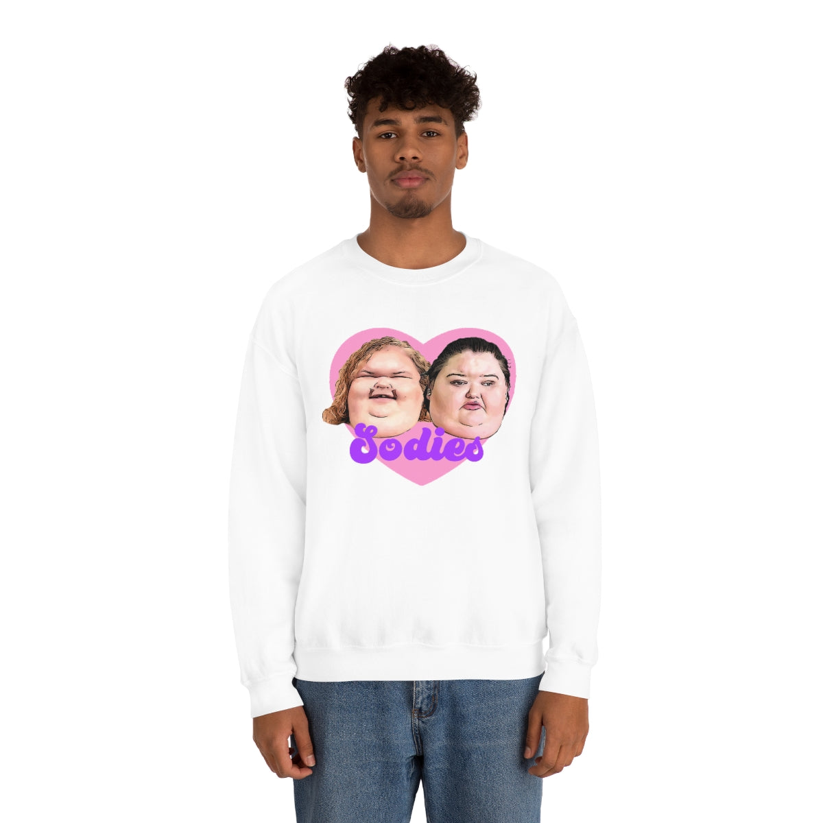 1000lb Sisters Sodies Pink Heart Unisex Heavy Blend™ Crewneck Sweatshirt