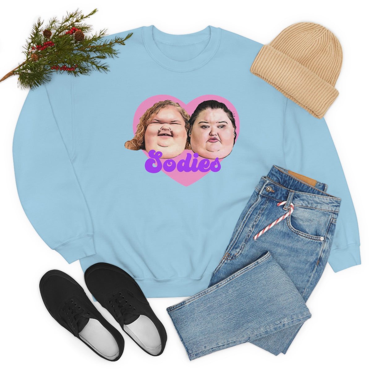 1000lb Sisters Sodies Pink Heart Unisex Heavy Blend™ Crewneck Sweatshirt