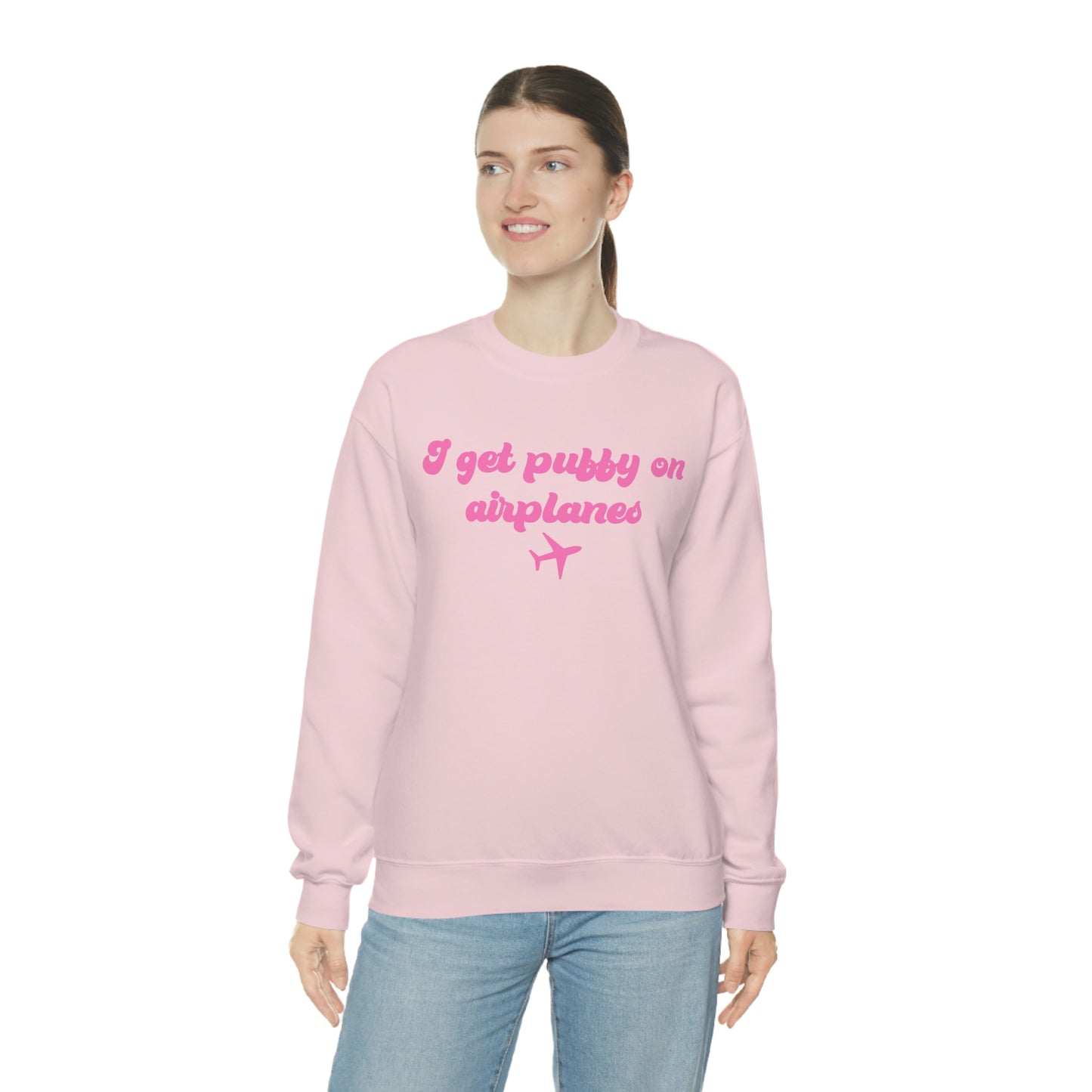 I Get Puffy On Airplanes Darcey and Stacey Unisex Heavy Blend™ Crewneck Sweatshirt