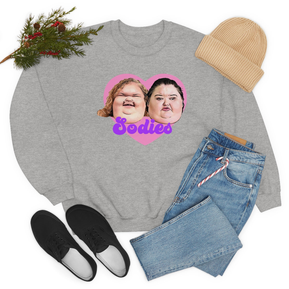 1000lb Sisters Sodies Pink Heart Unisex Heavy Blend™ Crewneck Sweatshirt