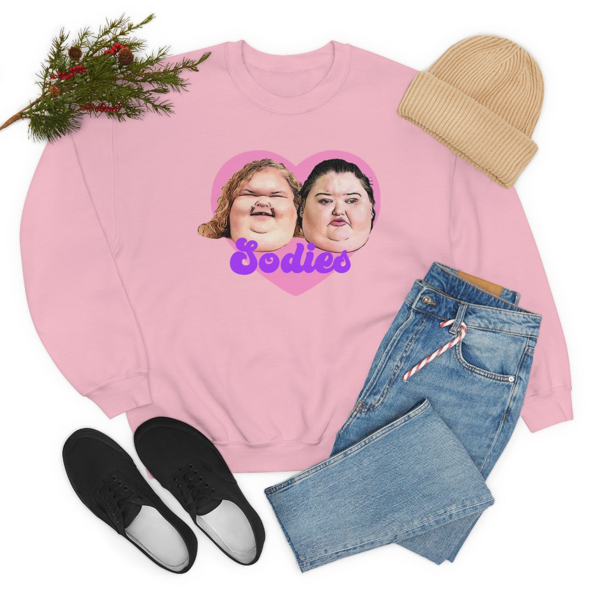 1000lb Sisters Sodies Pink Heart Unisex Heavy Blend™ Crewneck Sweatshirt