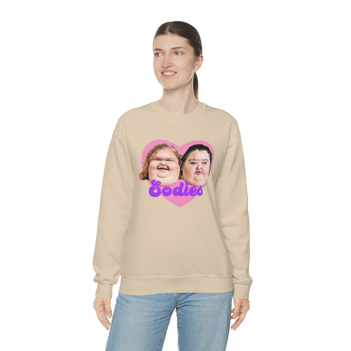 1000lb Sisters Sodies Pink Heart Unisex Heavy Blend™ Crewneck Sweatshirt