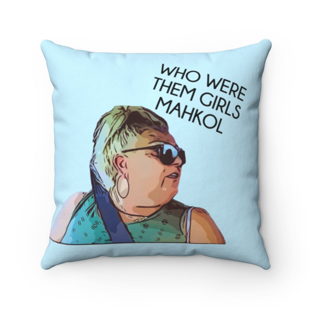 Angela Who Were Them Girls Spun Polyester Square Accent Pillow in blue