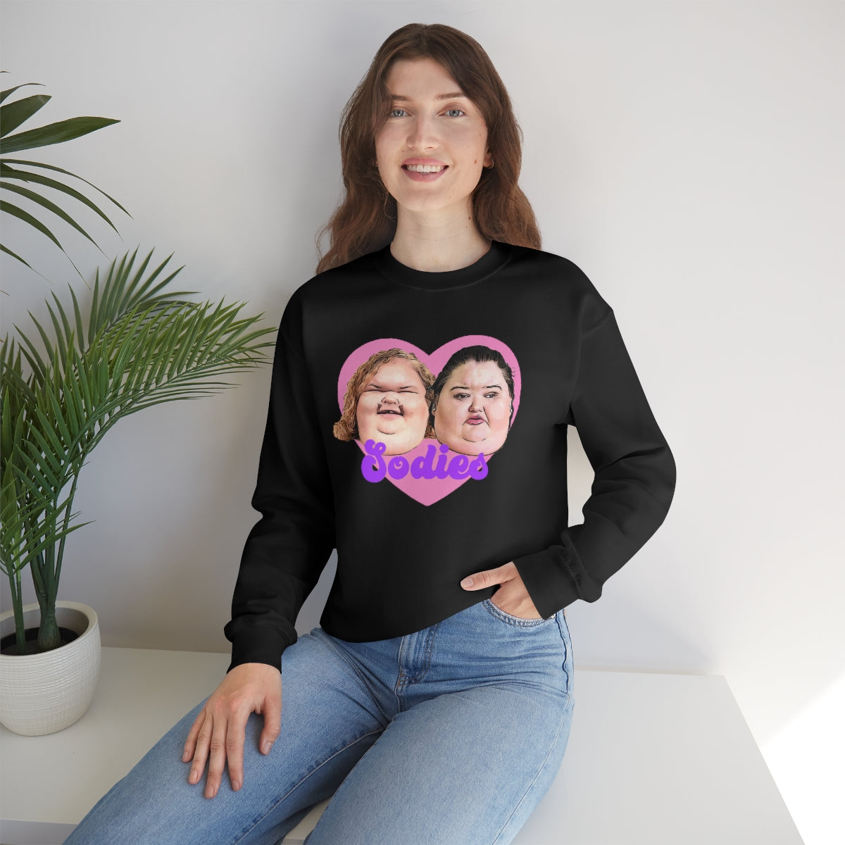 1000lb Sisters Sodies Pink Heart Unisex Heavy Blend™ Crewneck Sweatshirt