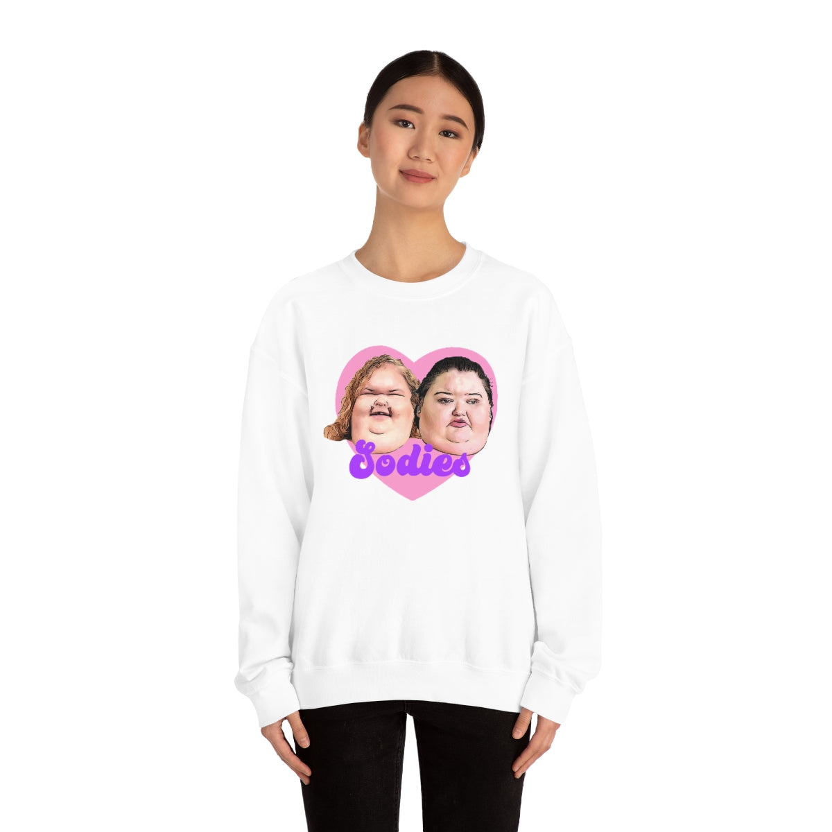 1000lb Sisters Sodies Pink Heart Unisex Heavy Blend™ Crewneck Sweatshirt