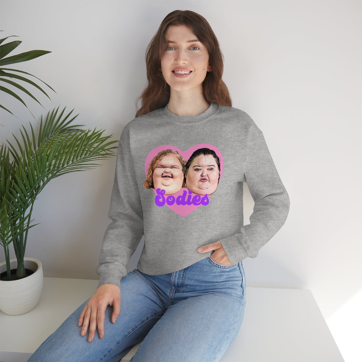 1000lb Sisters Sodies Pink Heart Unisex Heavy Blend™ Crewneck Sweatshirt