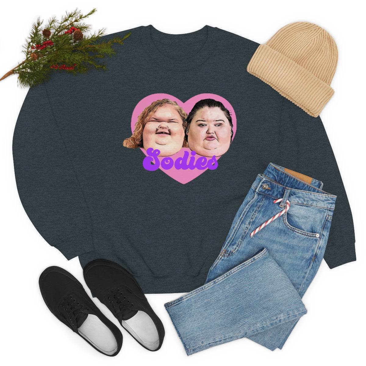 1000lb Sisters Sodies Pink Heart Unisex Heavy Blend™ Crewneck Sweatshirt