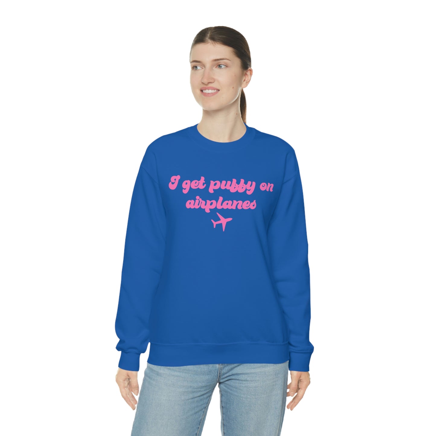 I Get Puffy On Airplanes Darcey and Stacey Unisex Heavy Blend™ Crewneck Sweatshirt