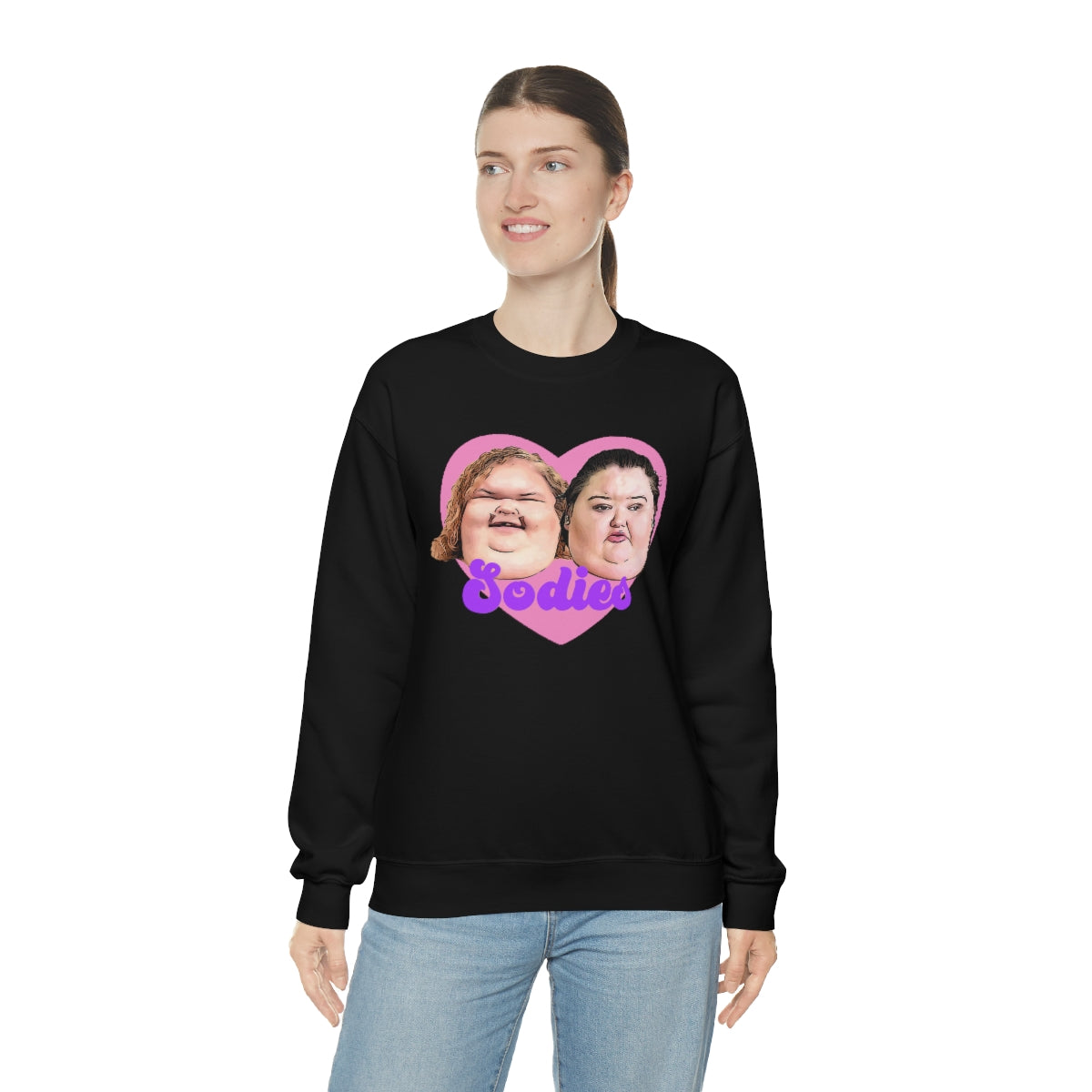 1000lb Sisters Sodies Pink Heart Unisex Heavy Blend™ Crewneck Sweatshirt