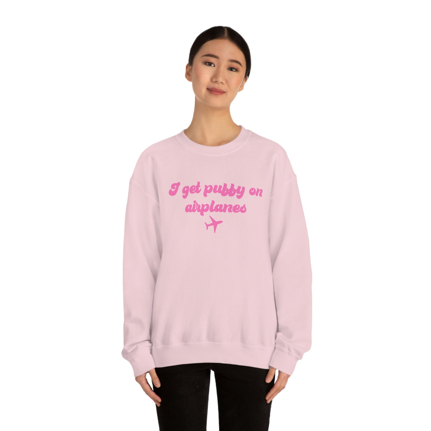 I Get Puffy On Airplanes Darcey and Stacey Unisex Heavy Blend™ Crewneck Sweatshirt