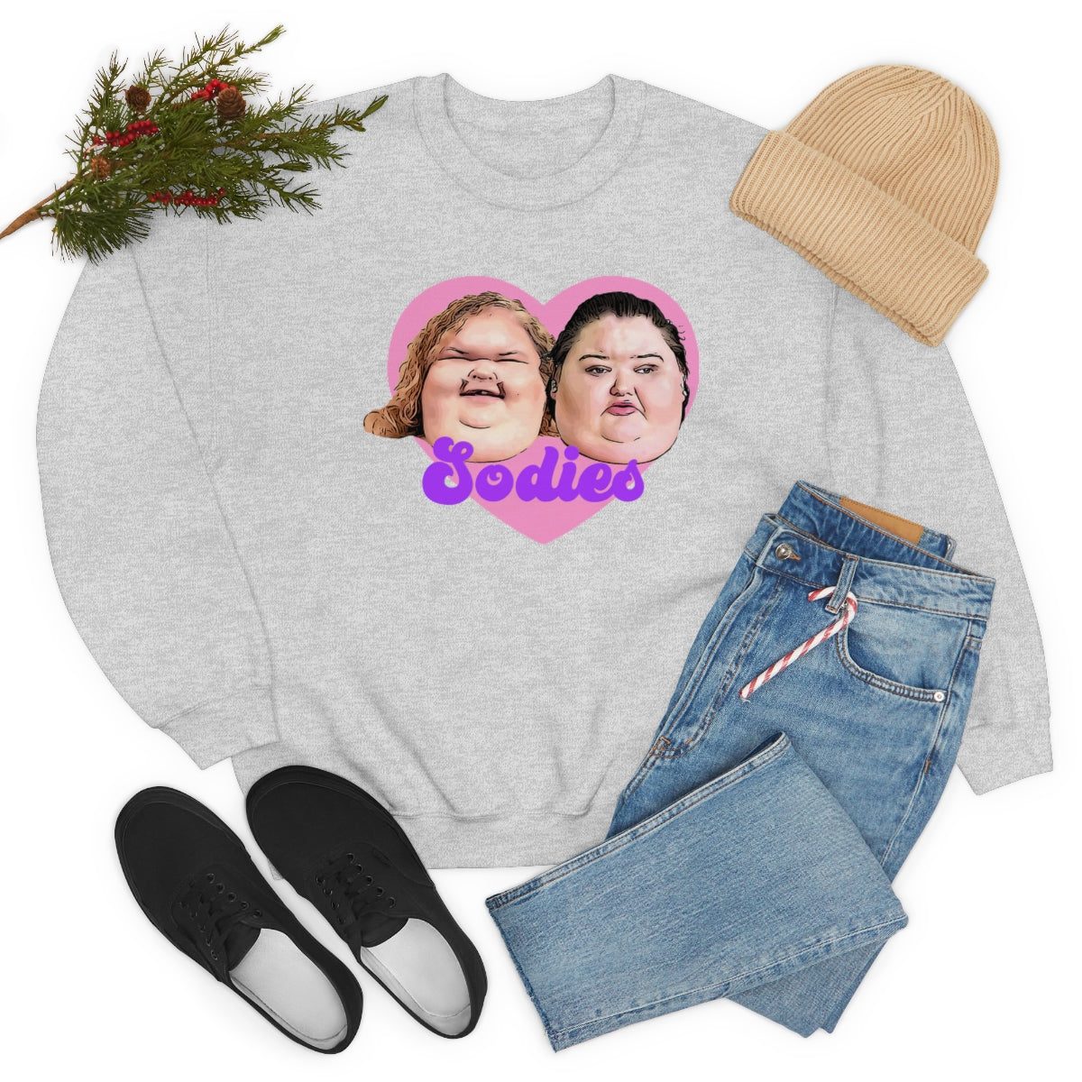 1000lb Sisters Sodies Pink Heart Unisex Heavy Blend™ Crewneck Sweatshirt