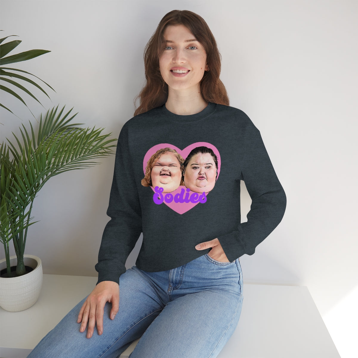 1000lb Sisters Sodies Pink Heart Unisex Heavy Blend™ Crewneck Sweatshirt