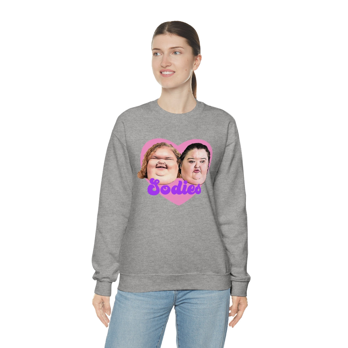 1000lb Sisters Sodies Pink Heart Unisex Heavy Blend™ Crewneck Sweatshirt