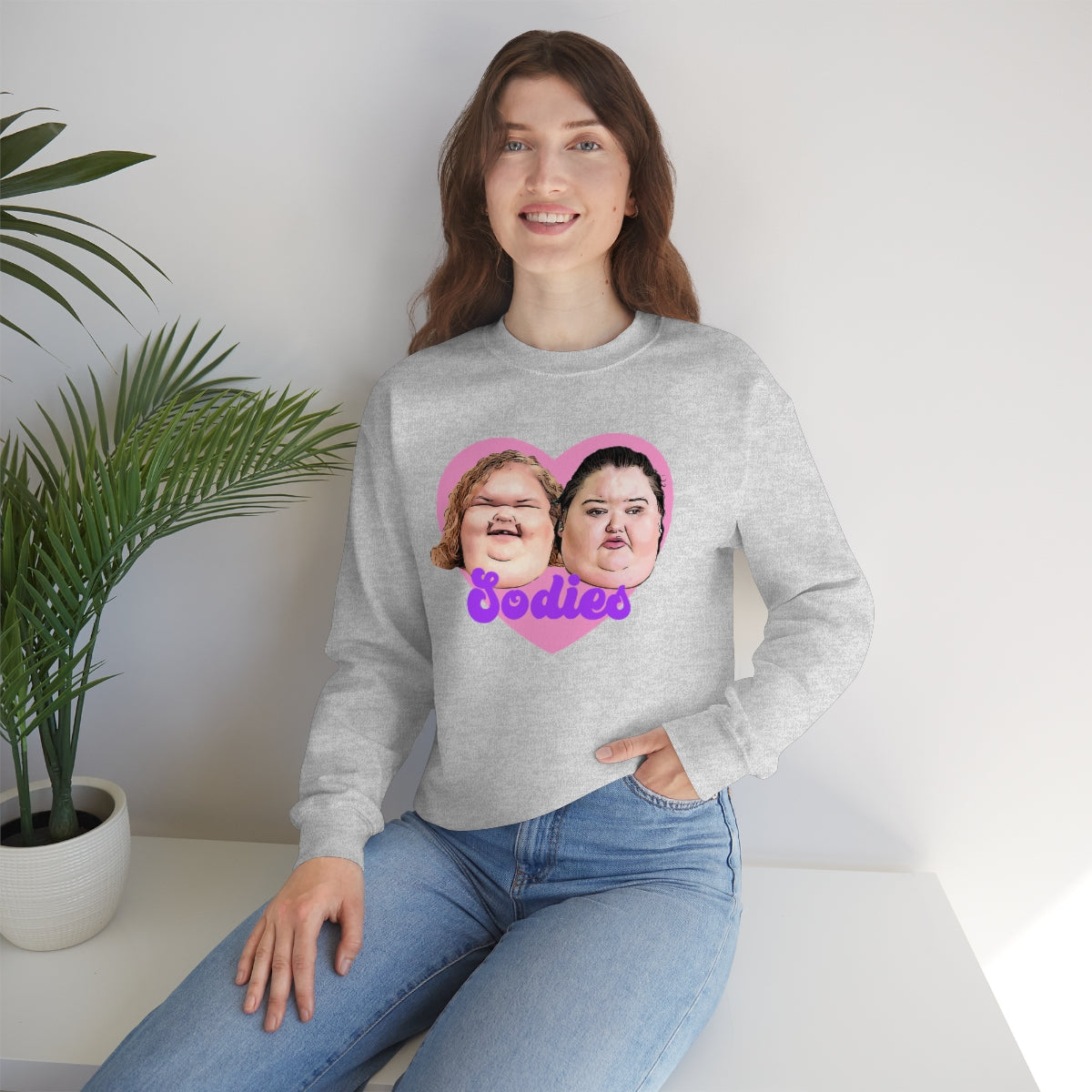 1000lb Sisters Sodies Pink Heart Unisex Heavy Blend™ Crewneck Sweatshirt