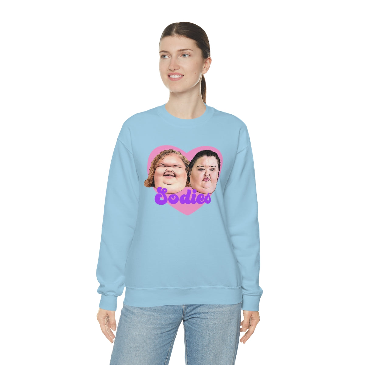 1000lb Sisters Sodies Pink Heart Unisex Heavy Blend™ Crewneck Sweatshirt