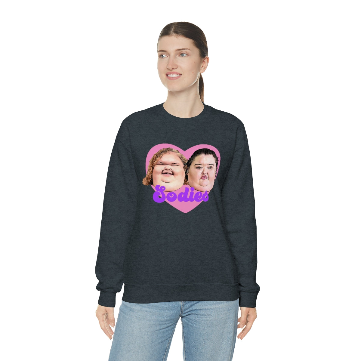 1000lb Sisters Sodies Pink Heart Unisex Heavy Blend™ Crewneck Sweatshirt