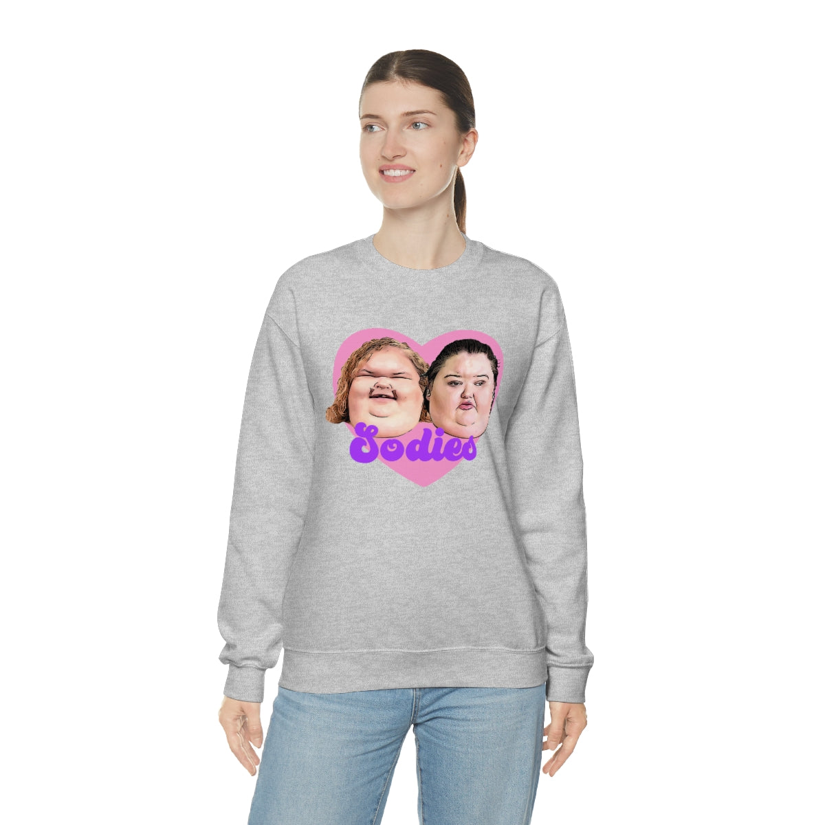 1000lb Sisters Sodies Pink Heart Unisex Heavy Blend™ Crewneck Sweatshirt