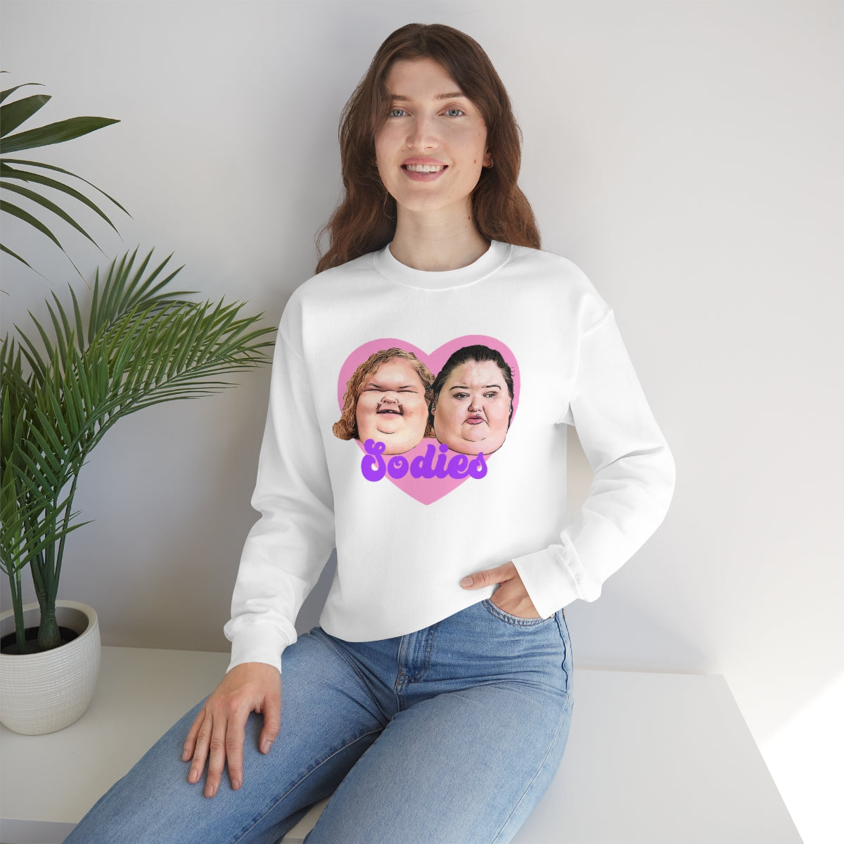 1000lb Sisters Sodies Pink Heart Unisex Heavy Blend™ Crewneck Sweatshirt