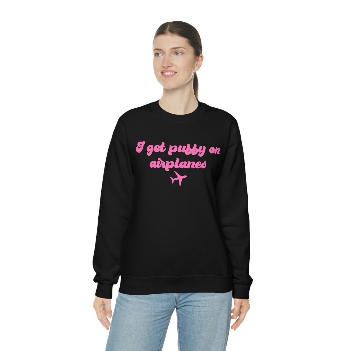 I Get Puffy On Airplanes Darcey and Stacey Unisex Heavy Blend™ Crewneck Sweatshirt