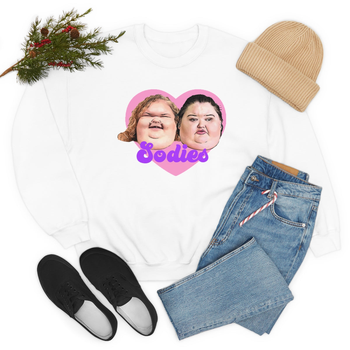 1000lb Sisters Sodies Pink Heart Unisex Heavy Blend™ Crewneck Sweatshirt