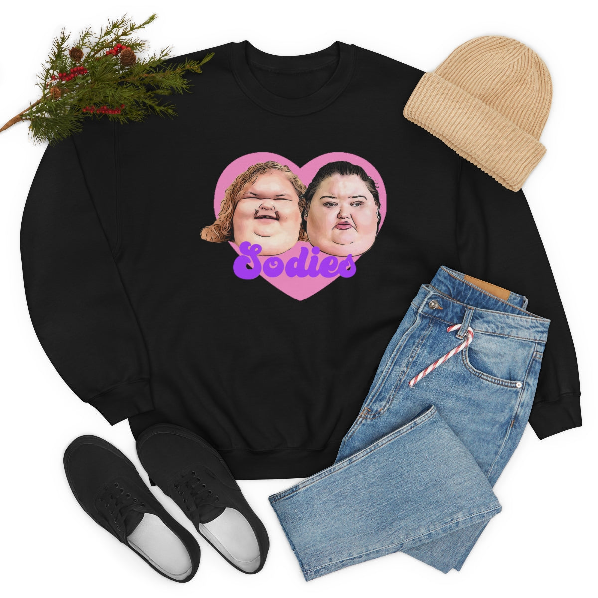 1000lb Sisters Sodies Pink Heart Unisex Heavy Blend™ Crewneck Sweatshirt