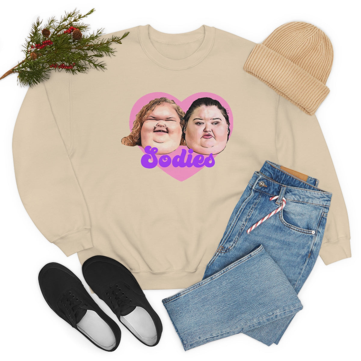 1000lb Sisters Sodies Pink Heart Unisex Heavy Blend™ Crewneck Sweatshirt