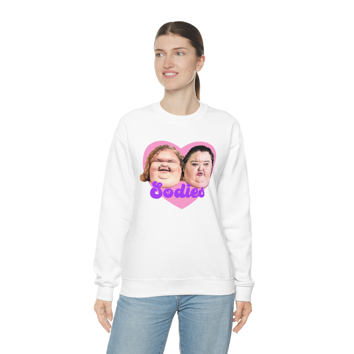 1000lb Sisters Sodies Pink Heart Unisex Heavy Blend™ Crewneck Sweatshirt